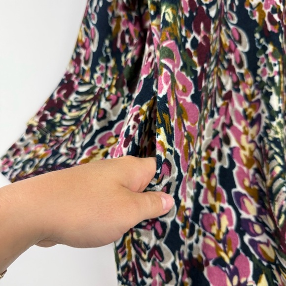 Beeson River Plus Women’s 1X Floral Bell Sleeve Knit Dress Made in USA - Picture 2 of 6